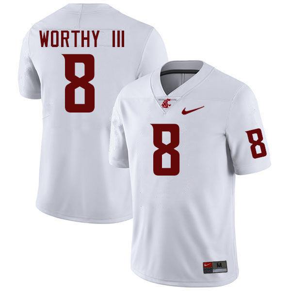 Men #8 Kenny Worthy III Washington State Cougars College Football Jerseys Stitched-White